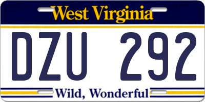 WV license plate DZU292