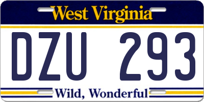 WV license plate DZU293