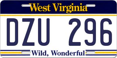 WV license plate DZU296