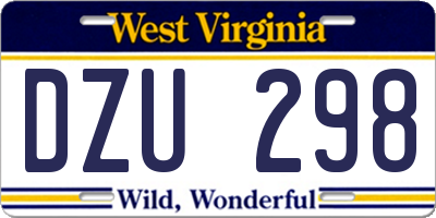 WV license plate DZU298