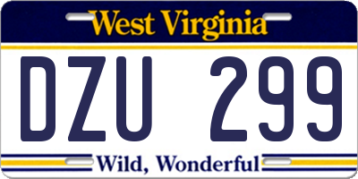 WV license plate DZU299