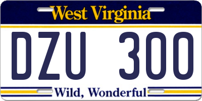 WV license plate DZU300