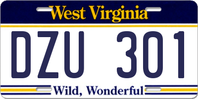 WV license plate DZU301