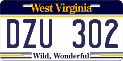 WV license plate DZU302