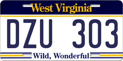 WV license plate DZU303