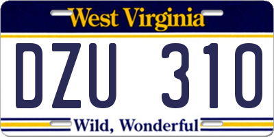 WV license plate DZU310