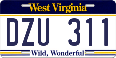 WV license plate DZU311