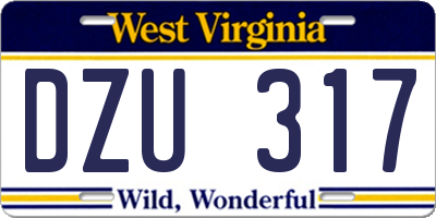 WV license plate DZU317