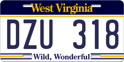 WV license plate DZU318