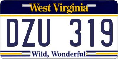 WV license plate DZU319