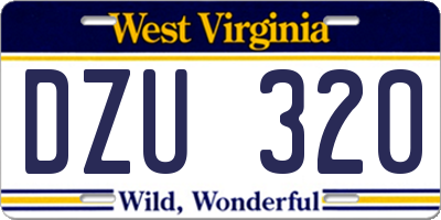 WV license plate DZU320