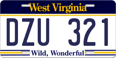 WV license plate DZU321