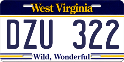 WV license plate DZU322