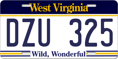 WV license plate DZU325