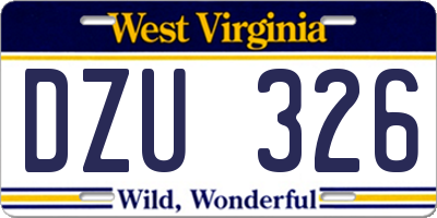 WV license plate DZU326