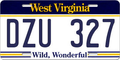 WV license plate DZU327