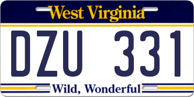 WV license plate DZU331