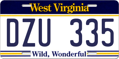 WV license plate DZU335