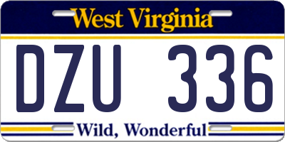 WV license plate DZU336