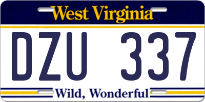 WV license plate DZU337