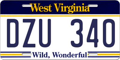 WV license plate DZU340