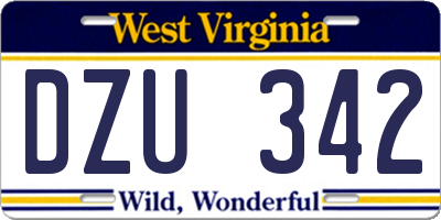 WV license plate DZU342