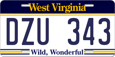 WV license plate DZU343