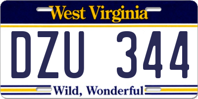 WV license plate DZU344