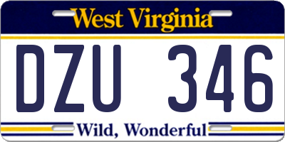 WV license plate DZU346