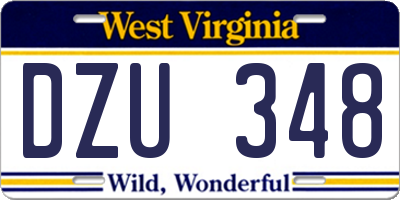 WV license plate DZU348