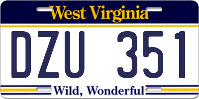 WV license plate DZU351