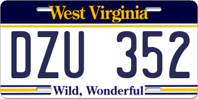 WV license plate DZU352