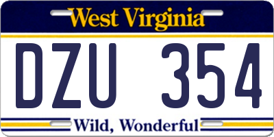 WV license plate DZU354