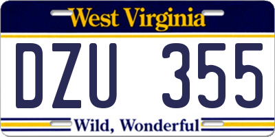 WV license plate DZU355