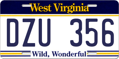 WV license plate DZU356