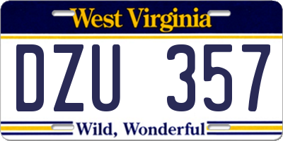 WV license plate DZU357