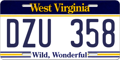 WV license plate DZU358