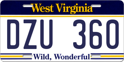 WV license plate DZU360