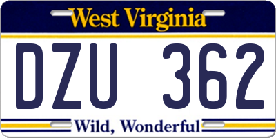 WV license plate DZU362