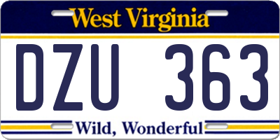 WV license plate DZU363