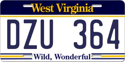 WV license plate DZU364