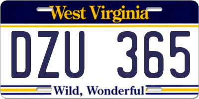 WV license plate DZU365