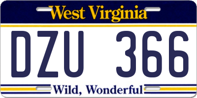 WV license plate DZU366