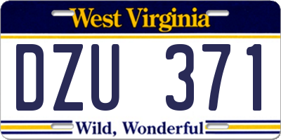 WV license plate DZU371