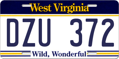 WV license plate DZU372