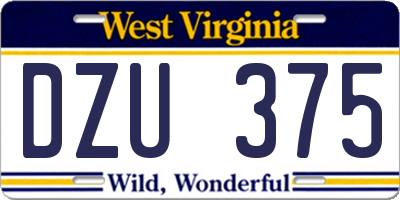 WV license plate DZU375