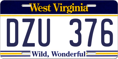 WV license plate DZU376