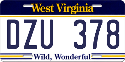 WV license plate DZU378