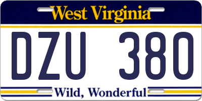 WV license plate DZU380