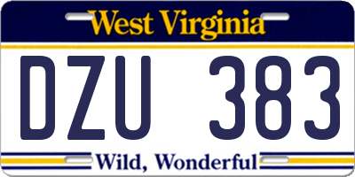 WV license plate DZU383